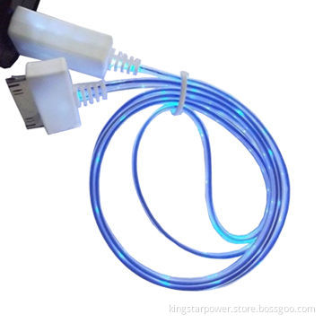 30-pin Visible LED Flash USB Data Cable for iPhone 3 3S 4 4S iPad 2 3 iPod, Different Colors